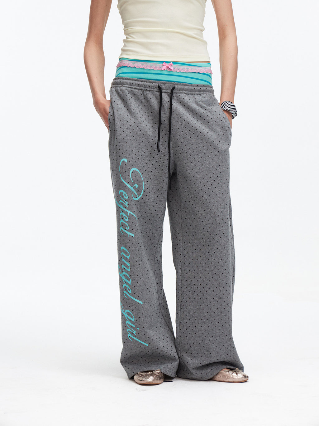 Polka dot double layered sweatpants