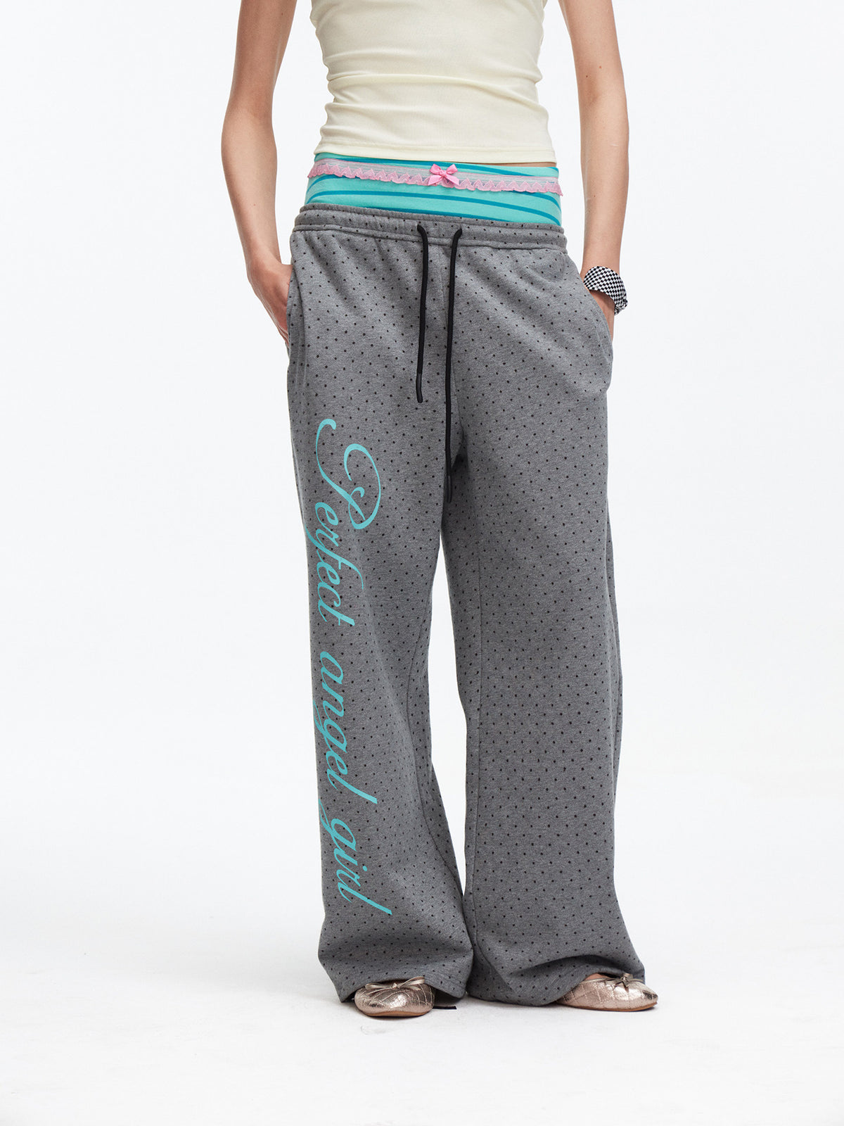 Polka dot double layered sweatpants