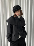 Detachable cape woolen coat