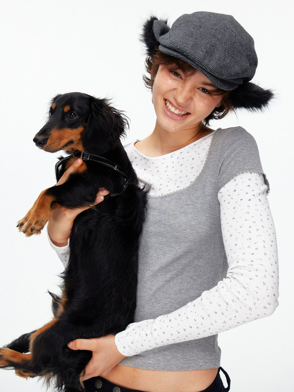 woolen peaked beret hat