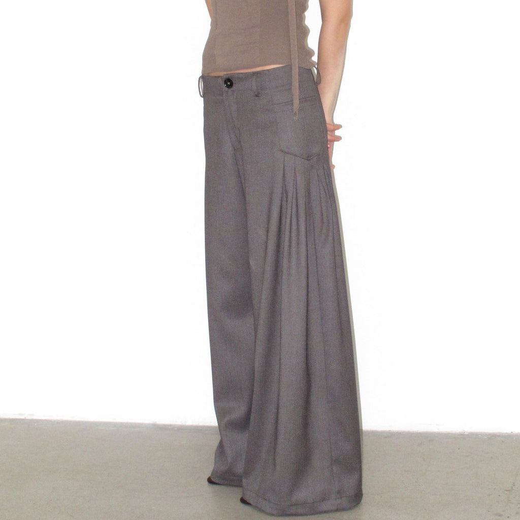 A-line loose pleated trousers