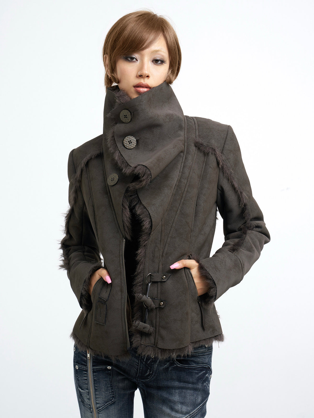 Faux Fur Collar Jacket