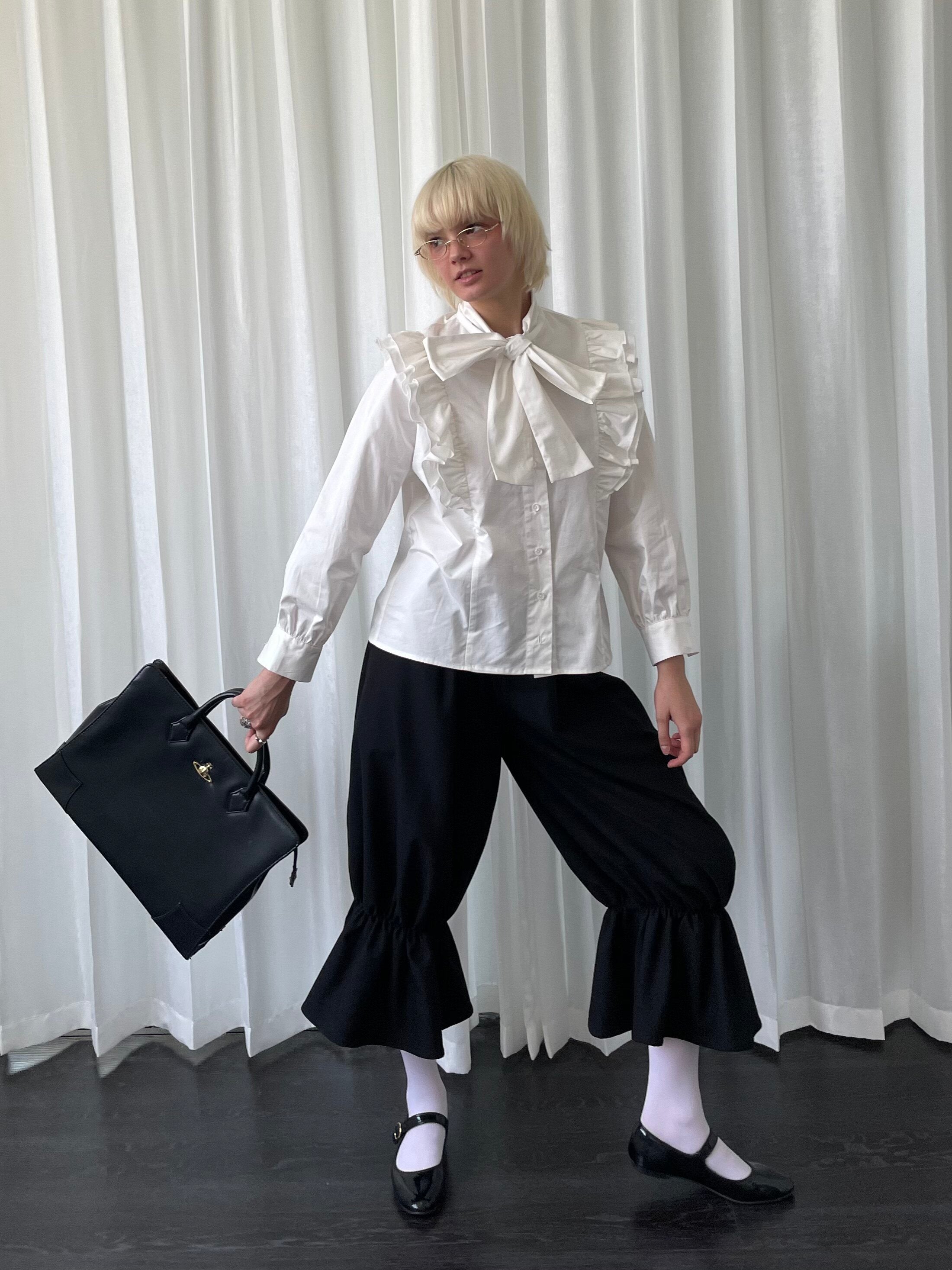Bow Collar Lace-up Shirt