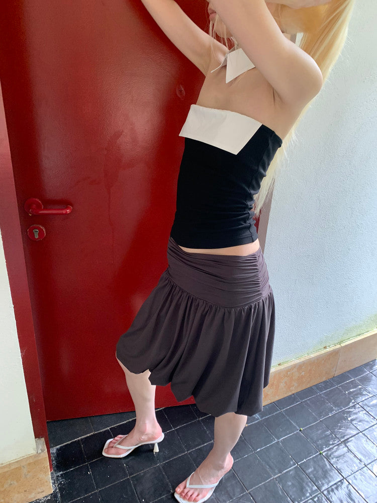 knitted pleated lantern balloon skirt