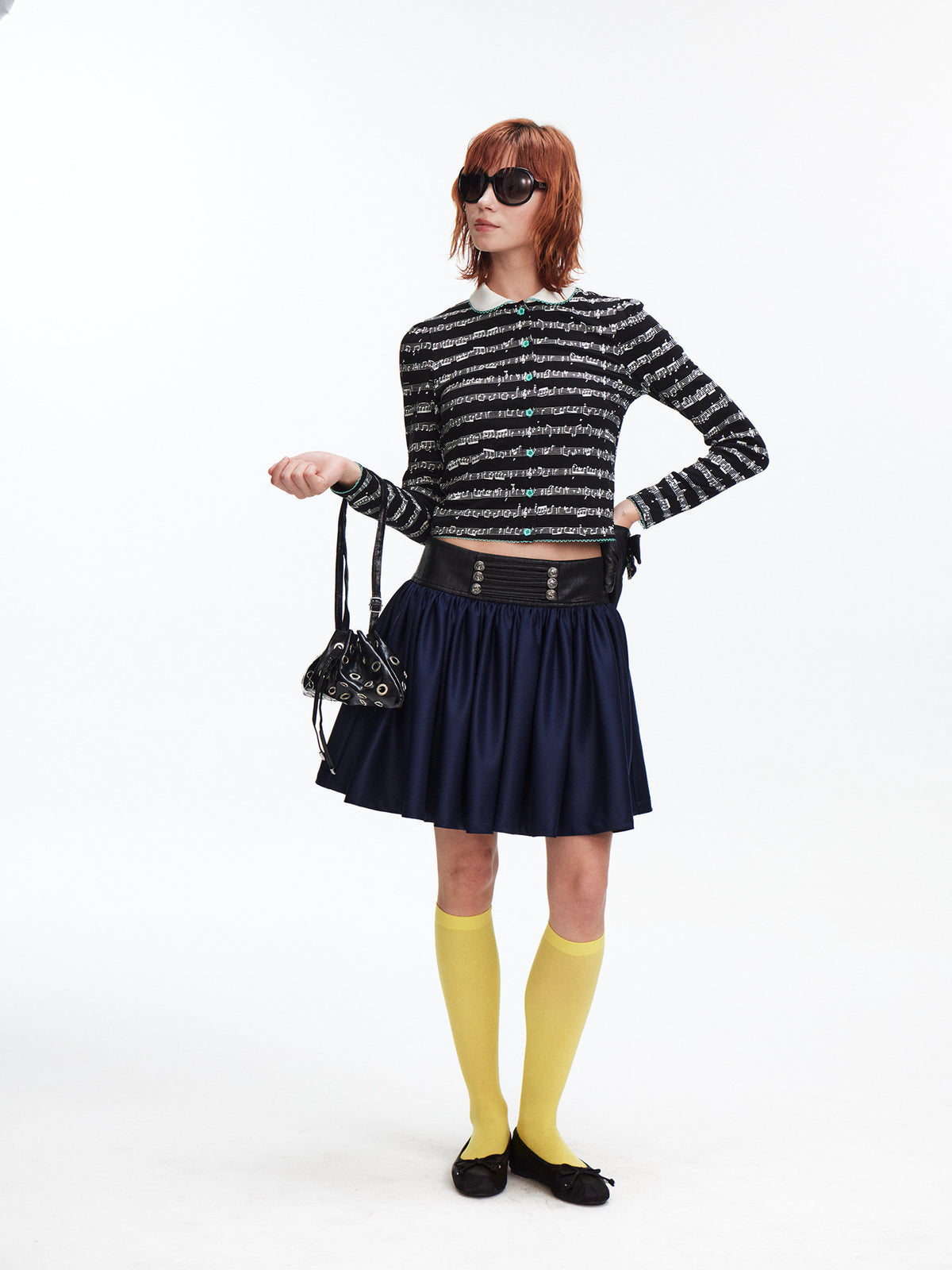 Note print cardigan