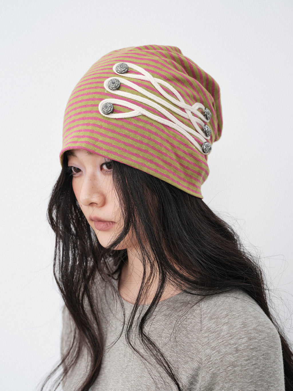 THELIGHT2026SS striped cold hat women's original retro pile hat orange medieval style spring and summer new model
