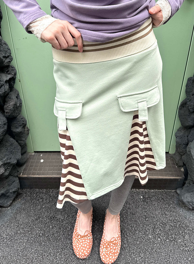 Striped lace casual skirt