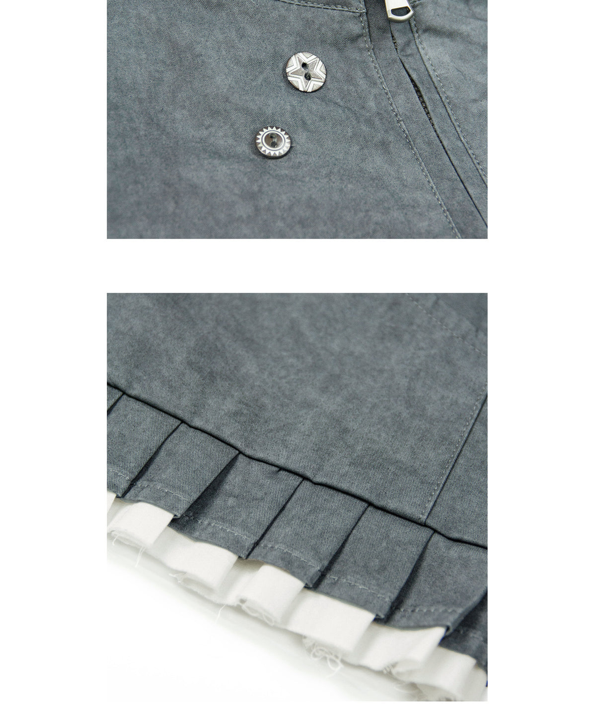 Pleated Ruffle Trim Zip Vest