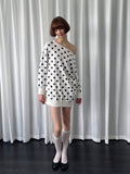 Polka dot one-shoulder long sleeve