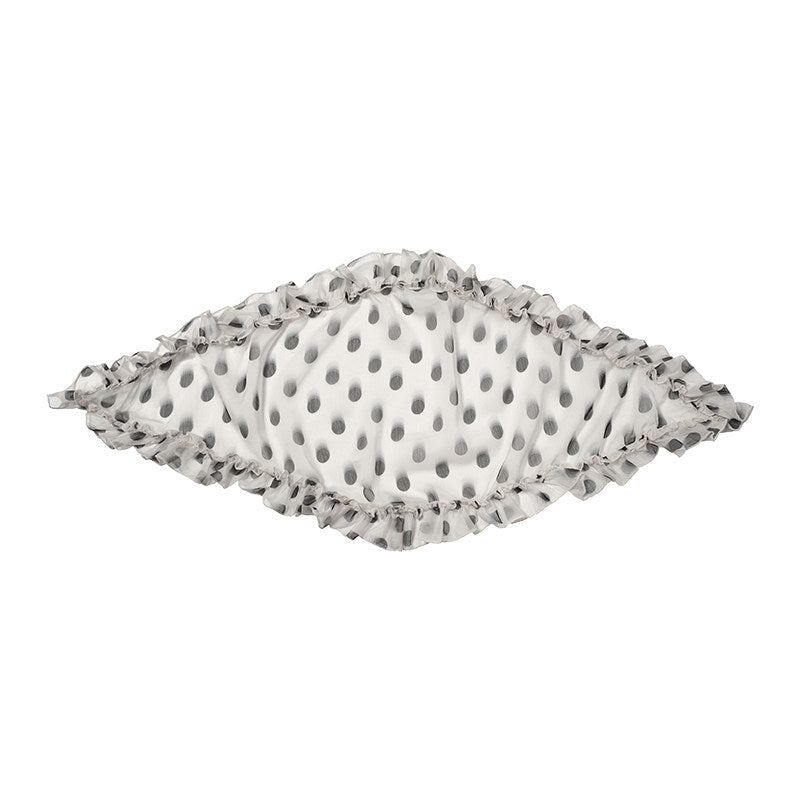 Polka dot ruffled thin silk scarf