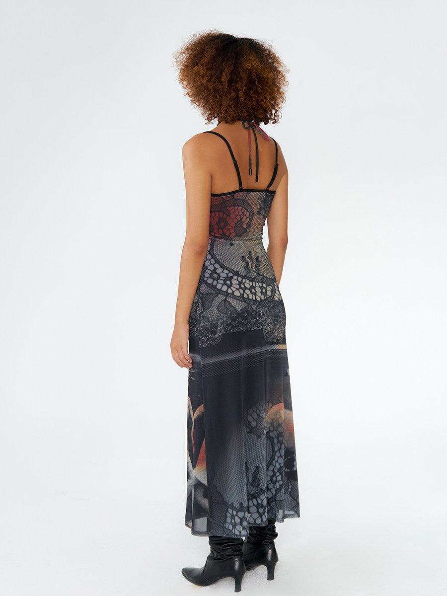 Swan Print Two-Piece Dress