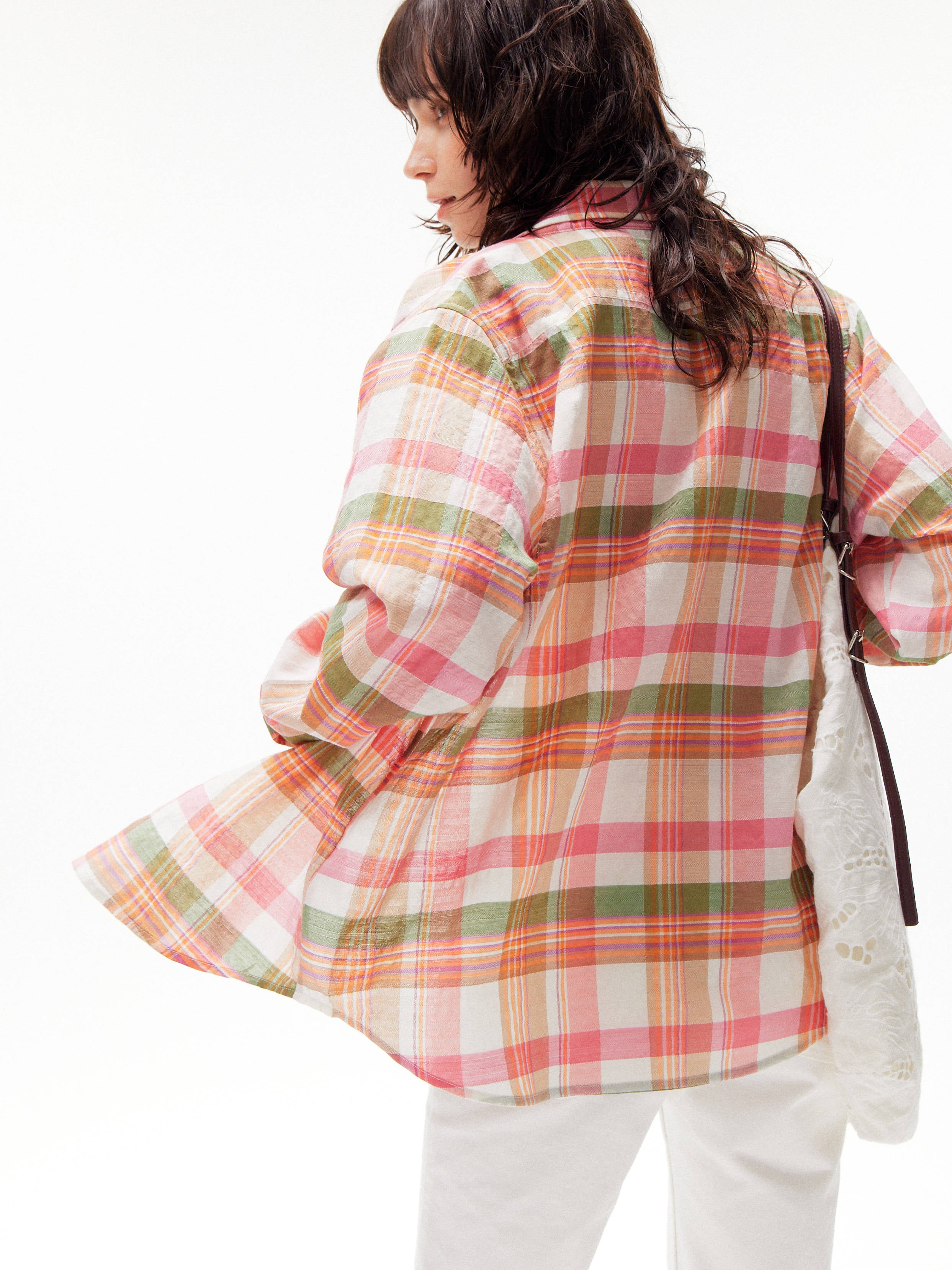 Pink Check Loose Relaxed Long Sleeve Shirt