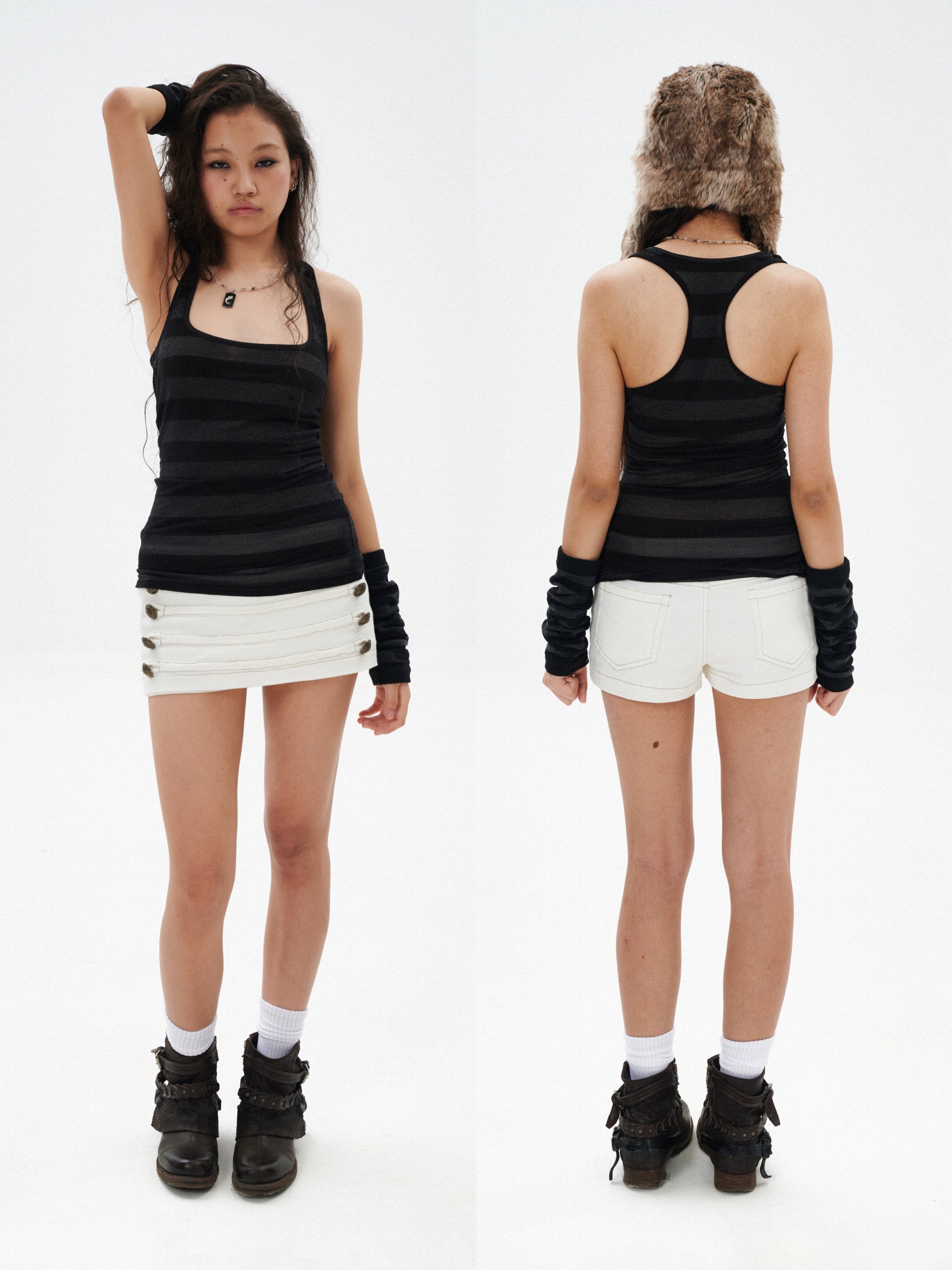 White Buttoned Low-Rise Skirt (Pre-order)
