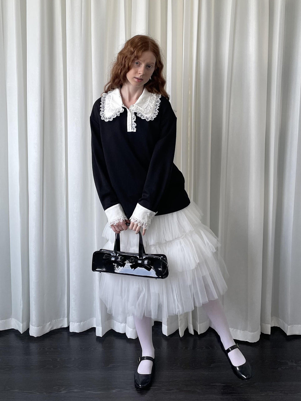 Lace black knitted