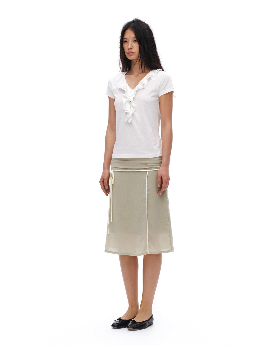 Lyocell Hemp Blend Crinkled A-Line Skirt