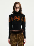 Pony pattern jacquard pullover