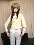 antique pale cropped leather jacket