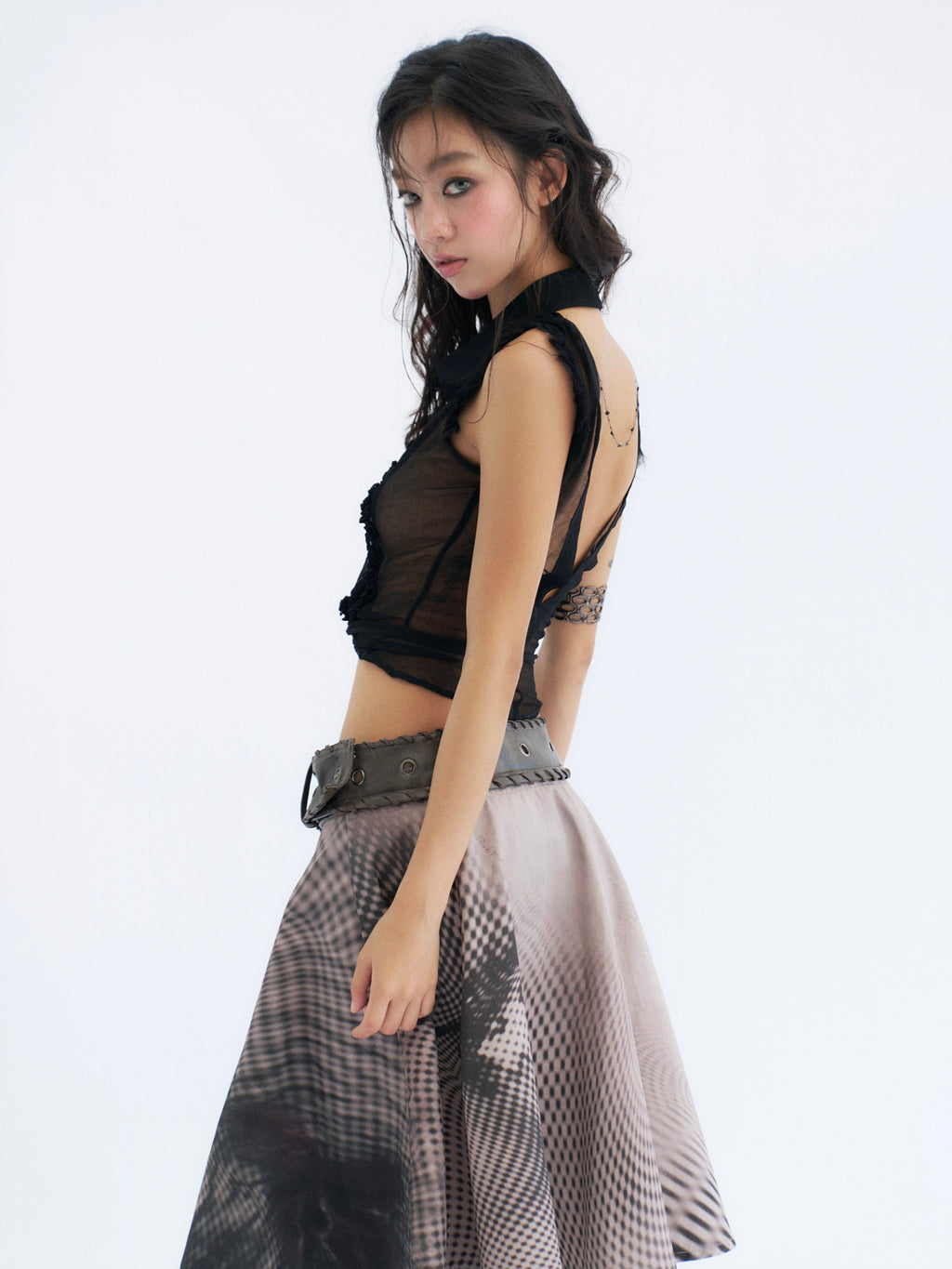 Sheer Open Back Shirt