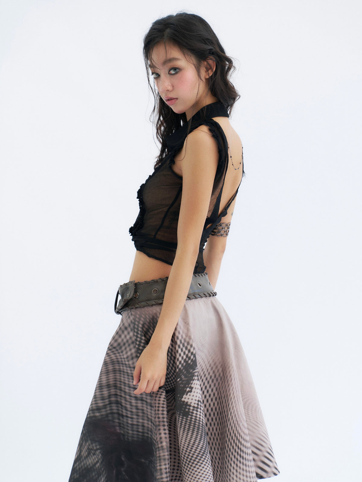 Sheer Open Back Shirt