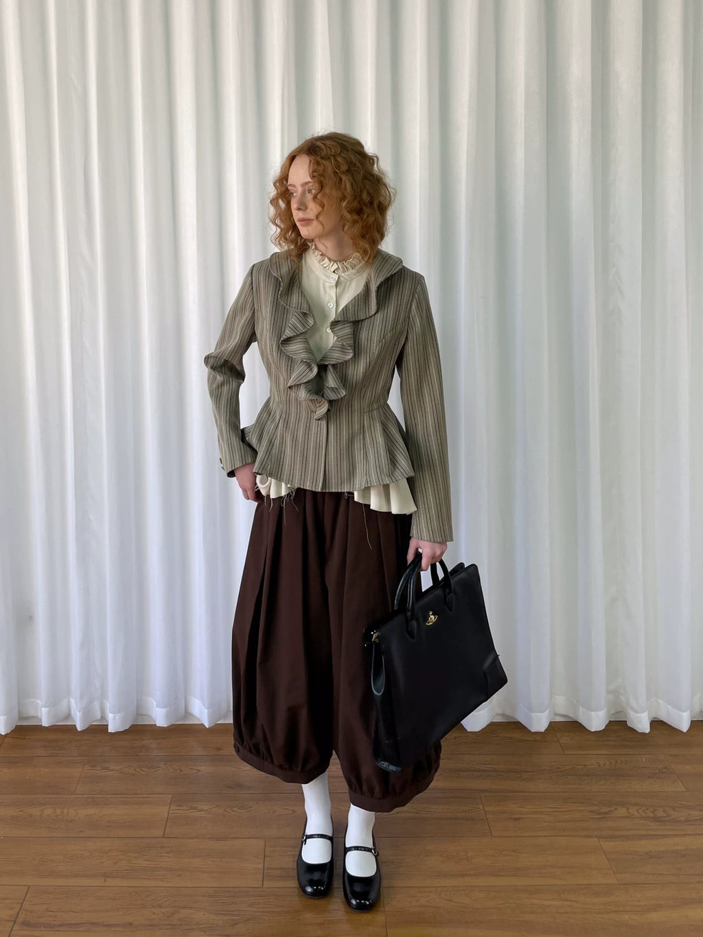Wide-leg loose lantern trousers