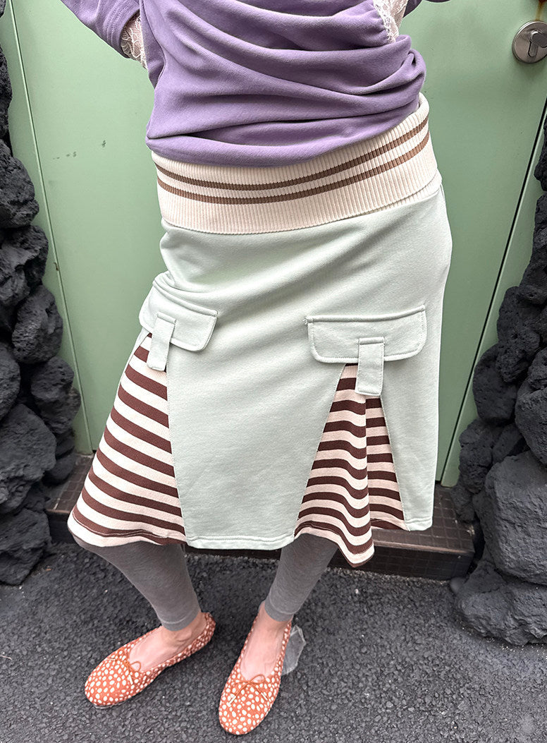 Striped lace casual skirt