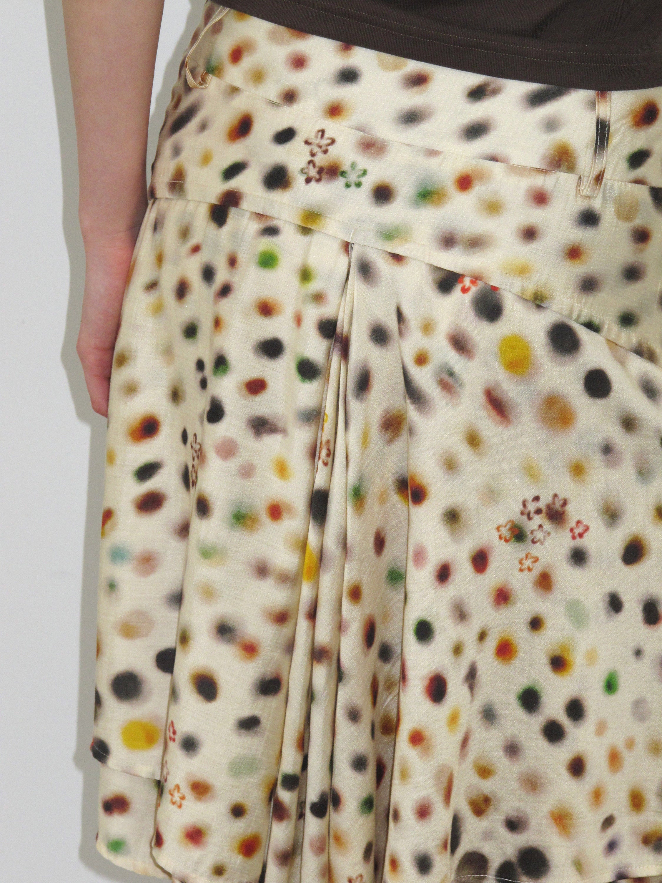 Psychedelic polka dot double-layered skirt
