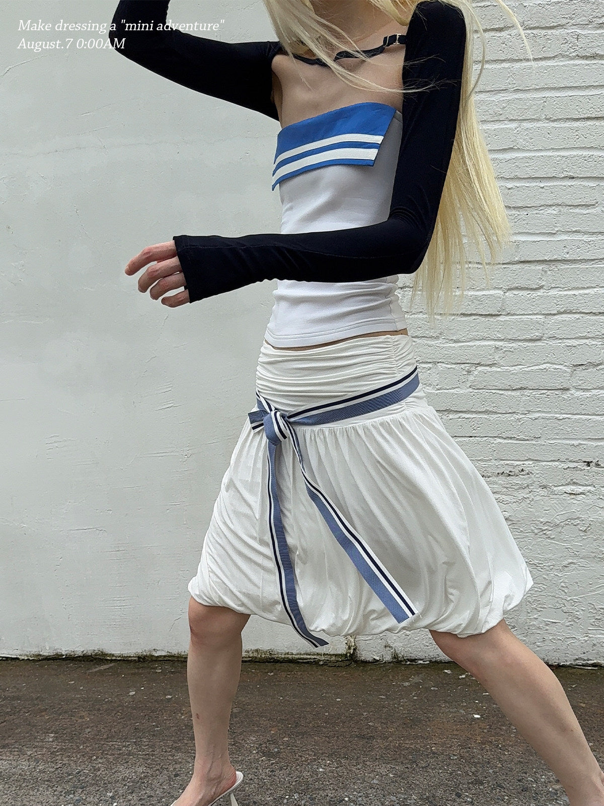 knitted pleated lantern balloon skirt