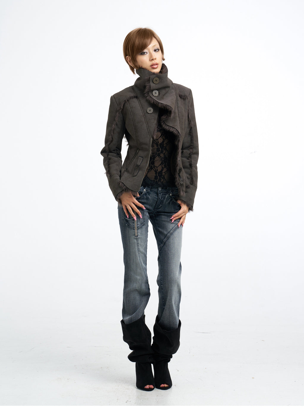 Faux Fur Collar Jacket