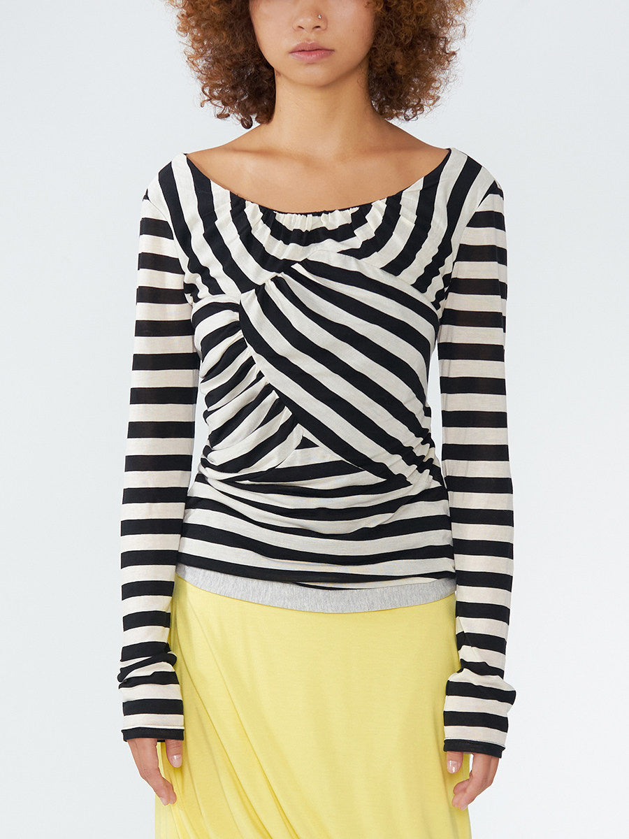 Striped long-sleeve top