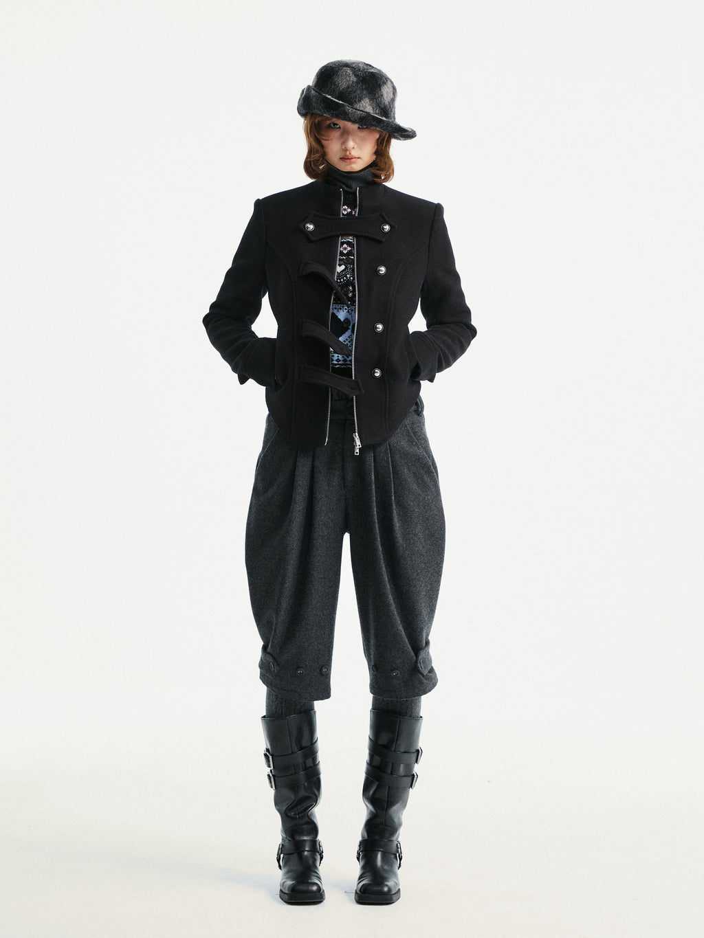 Woolen straight pants
