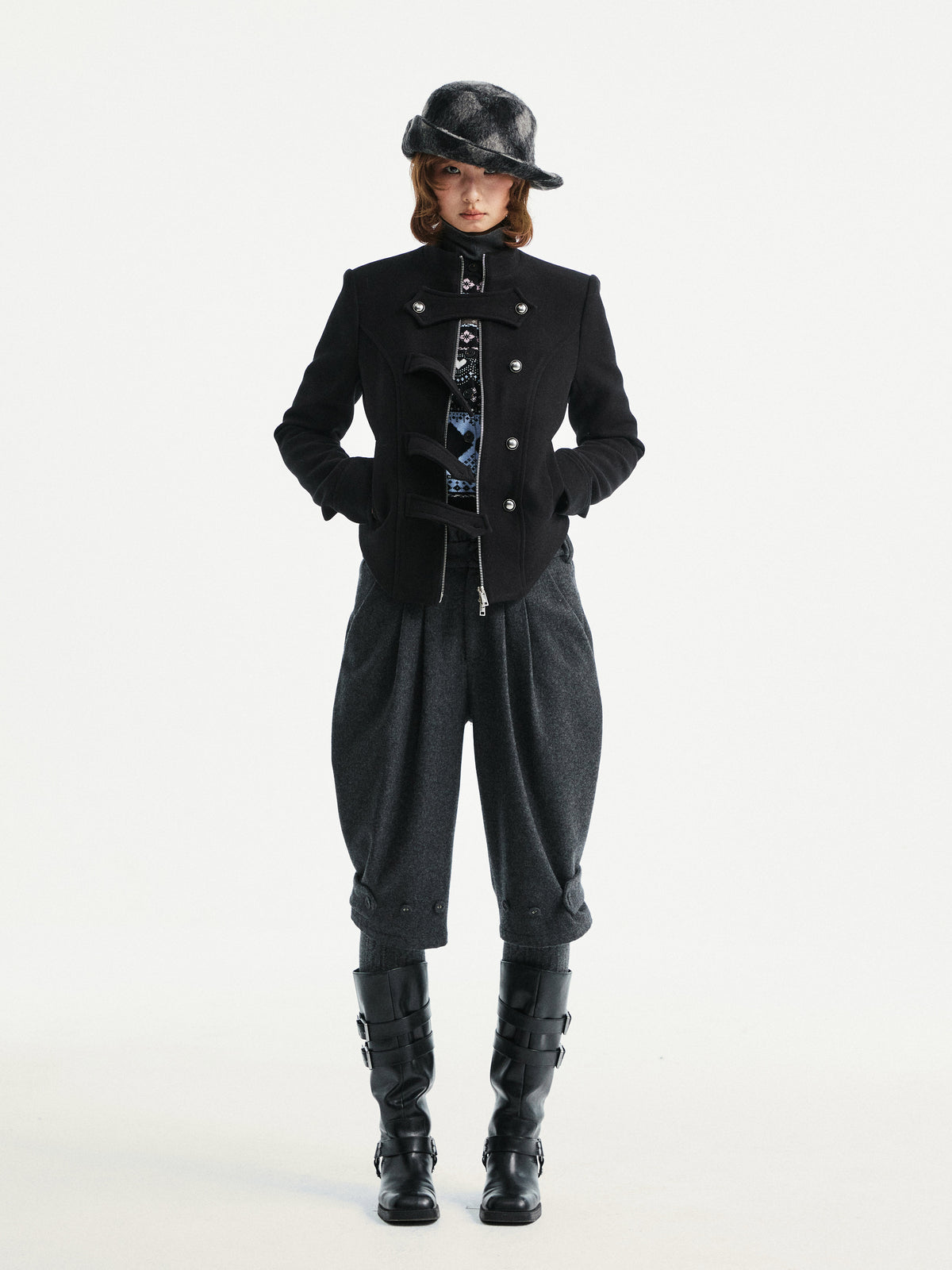 Woolen straight pants