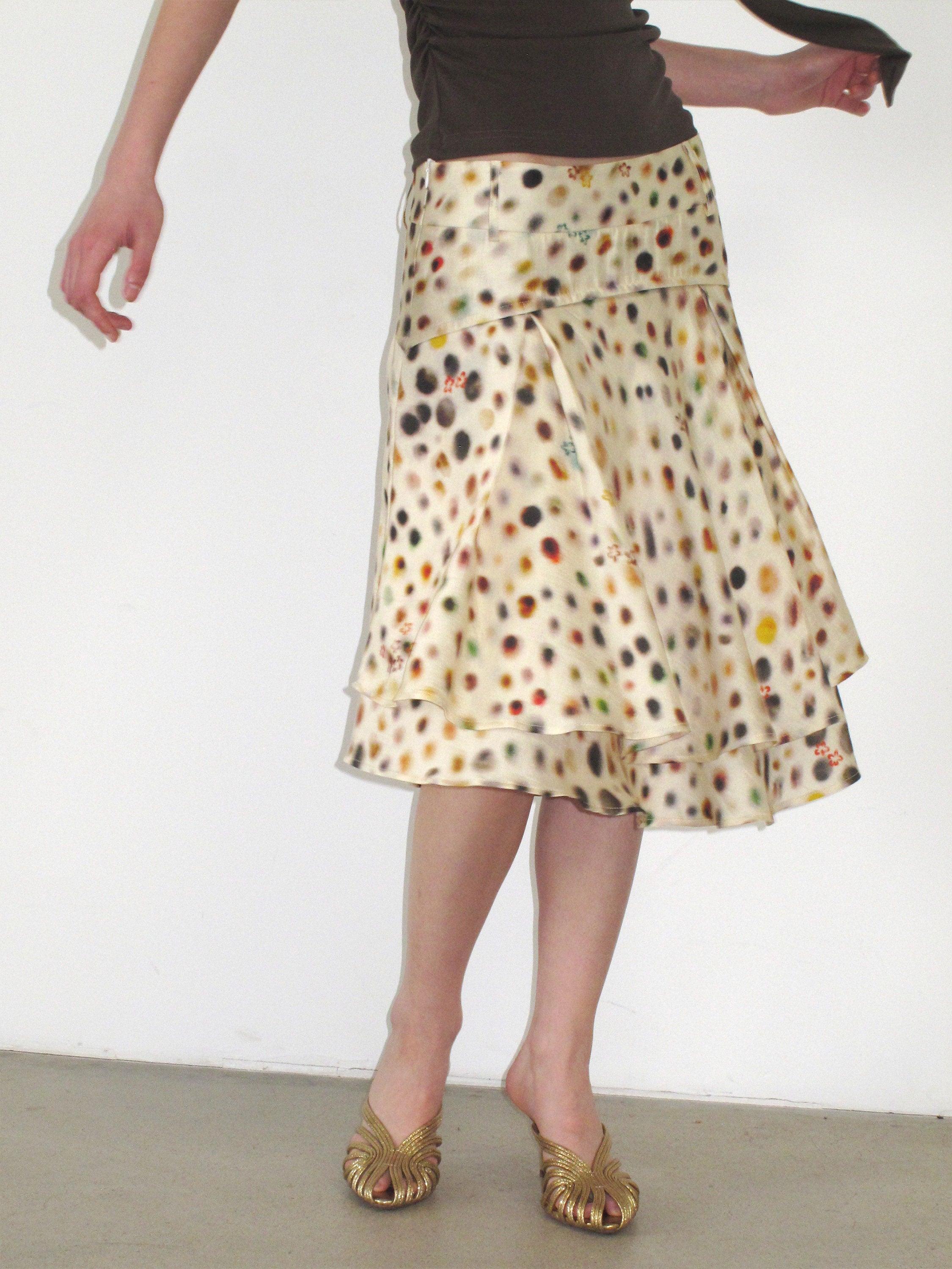 Psychedelic polka dot double-layered skirt