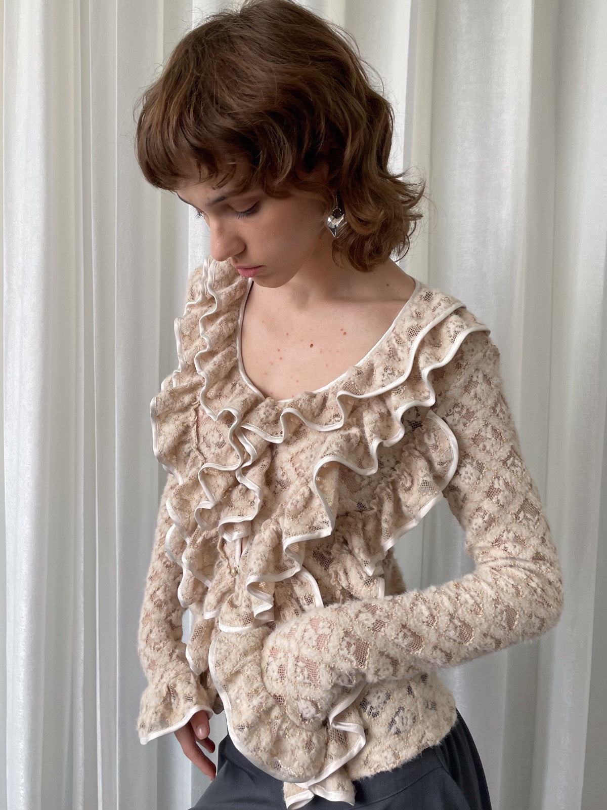 Multi-lace cardigan shirt