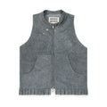 Pleated Ruffle Trim Zip Vest
