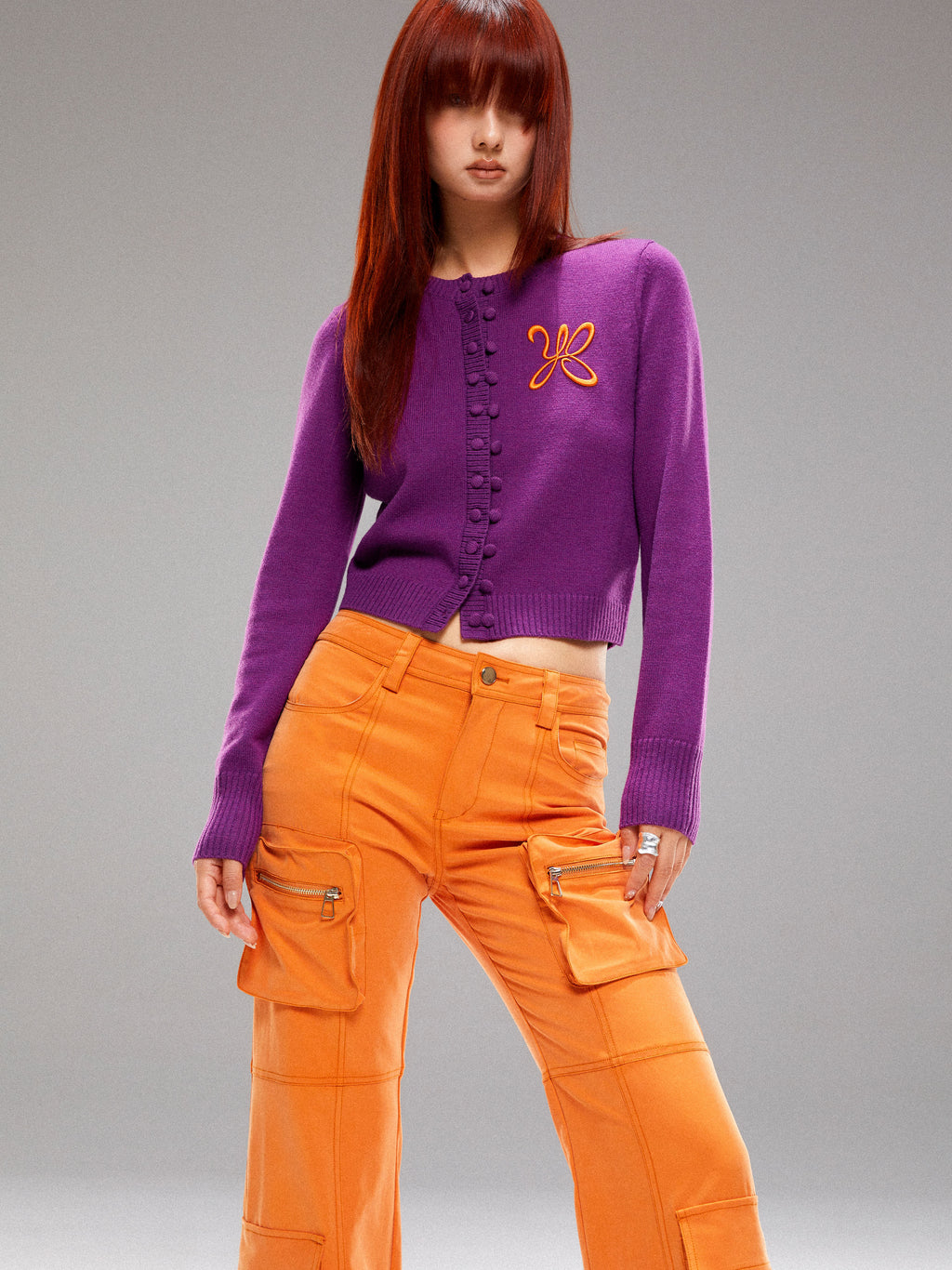 Purple Knitted Sweater Cardigan