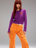 Purple Knitted Sweater Cardigan