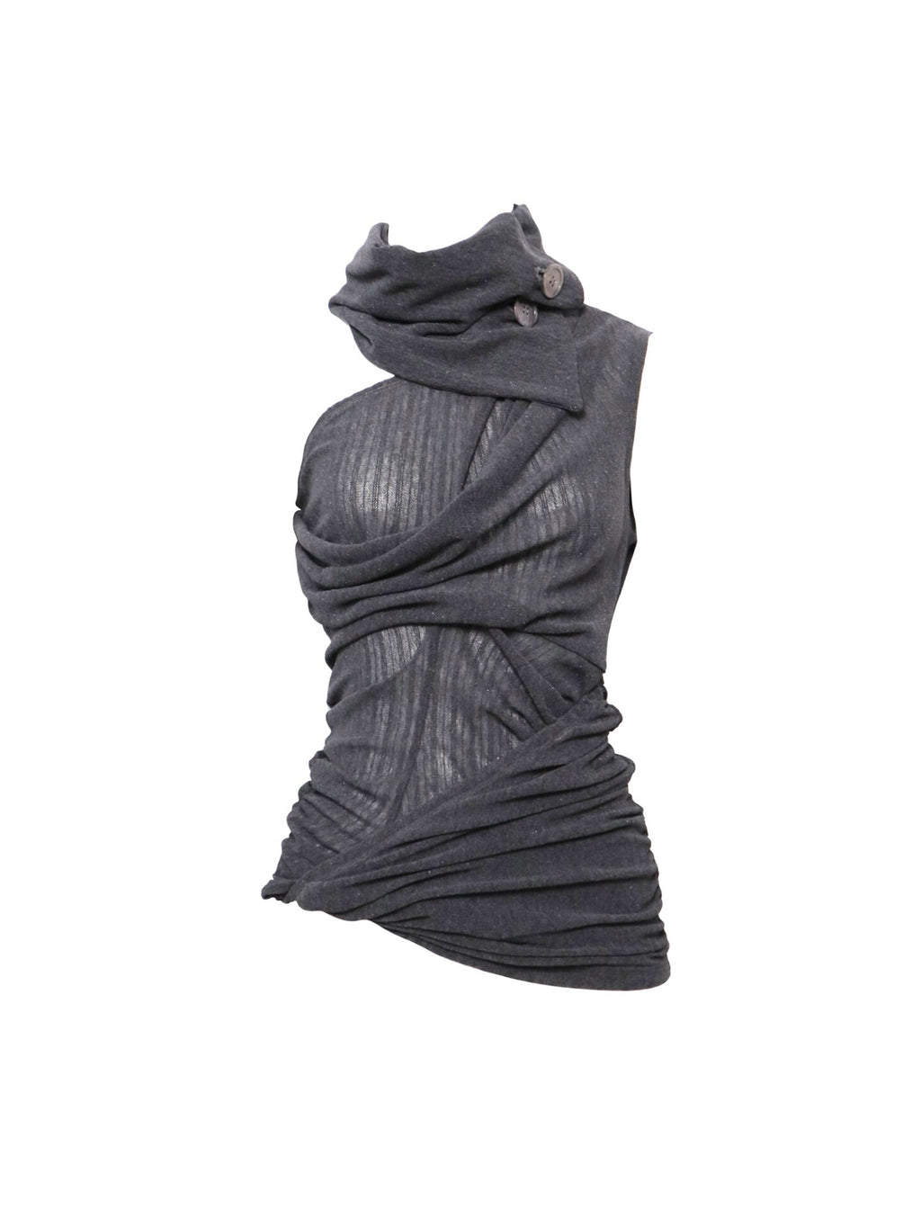 Ruched High Neck Knit Tank