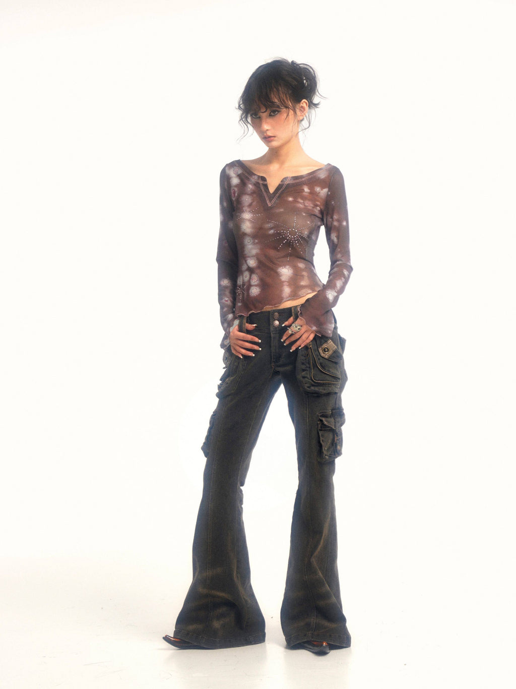 Cargo Pocket Flare Jeans