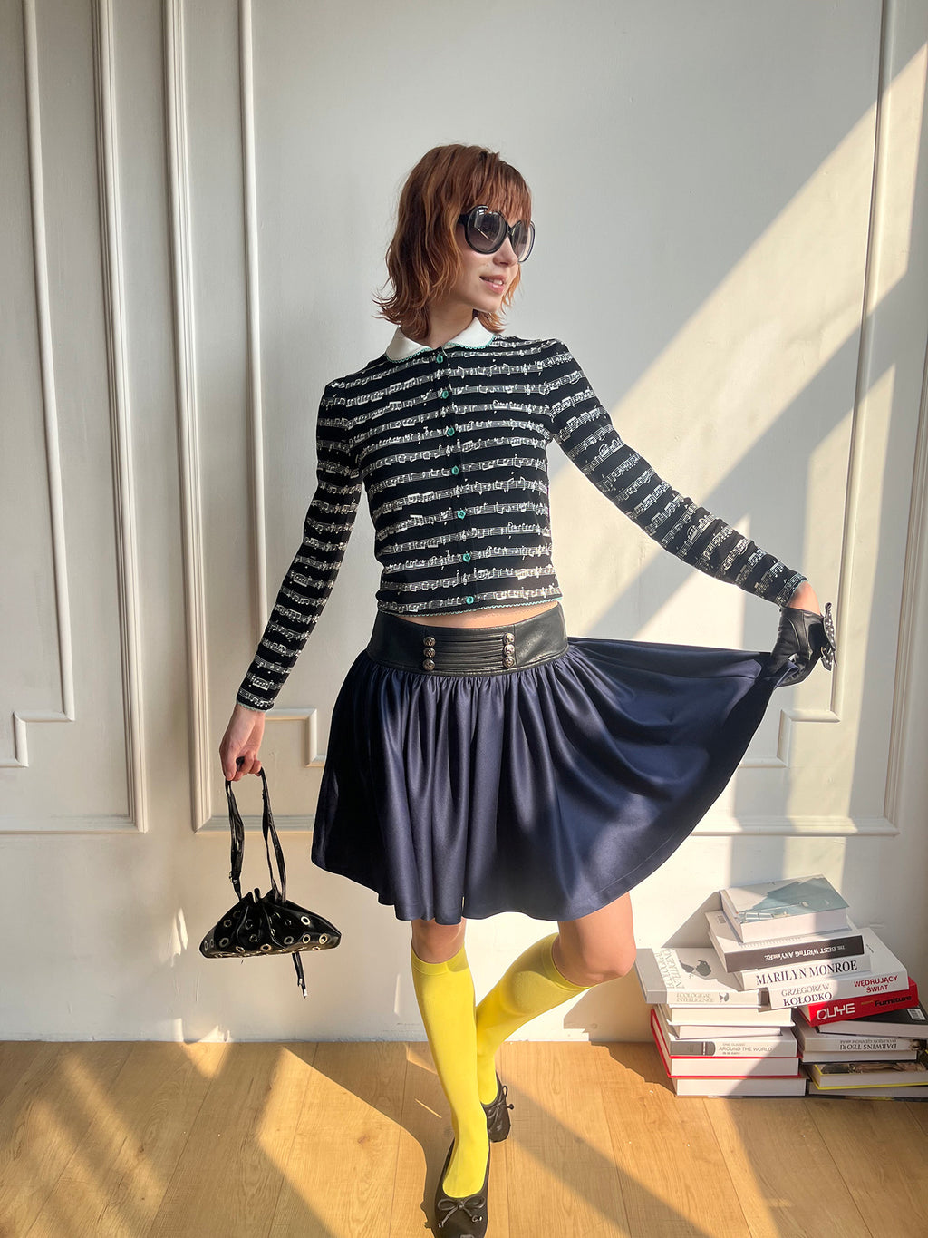 Note print cardigan