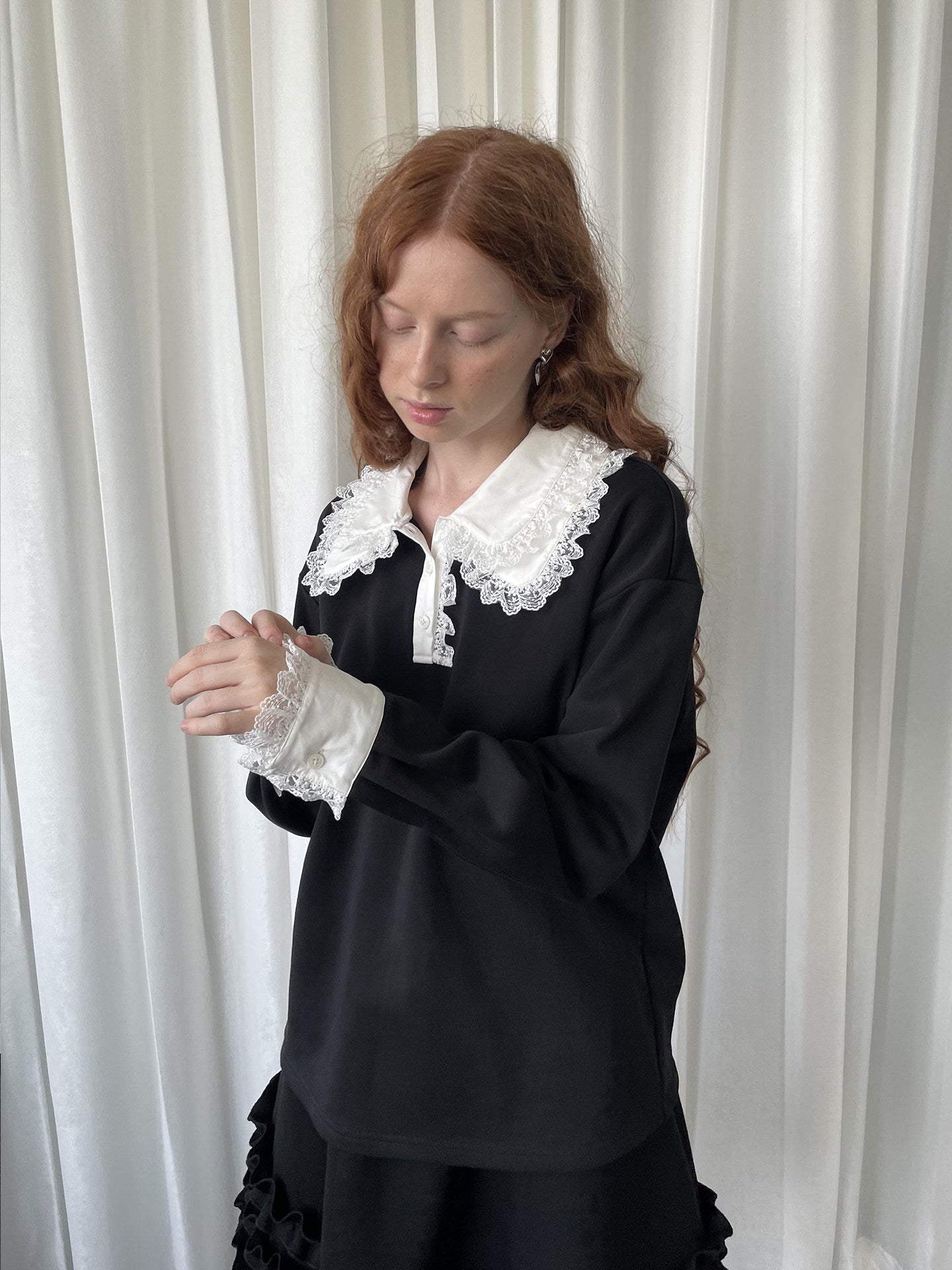Lace black knitted
