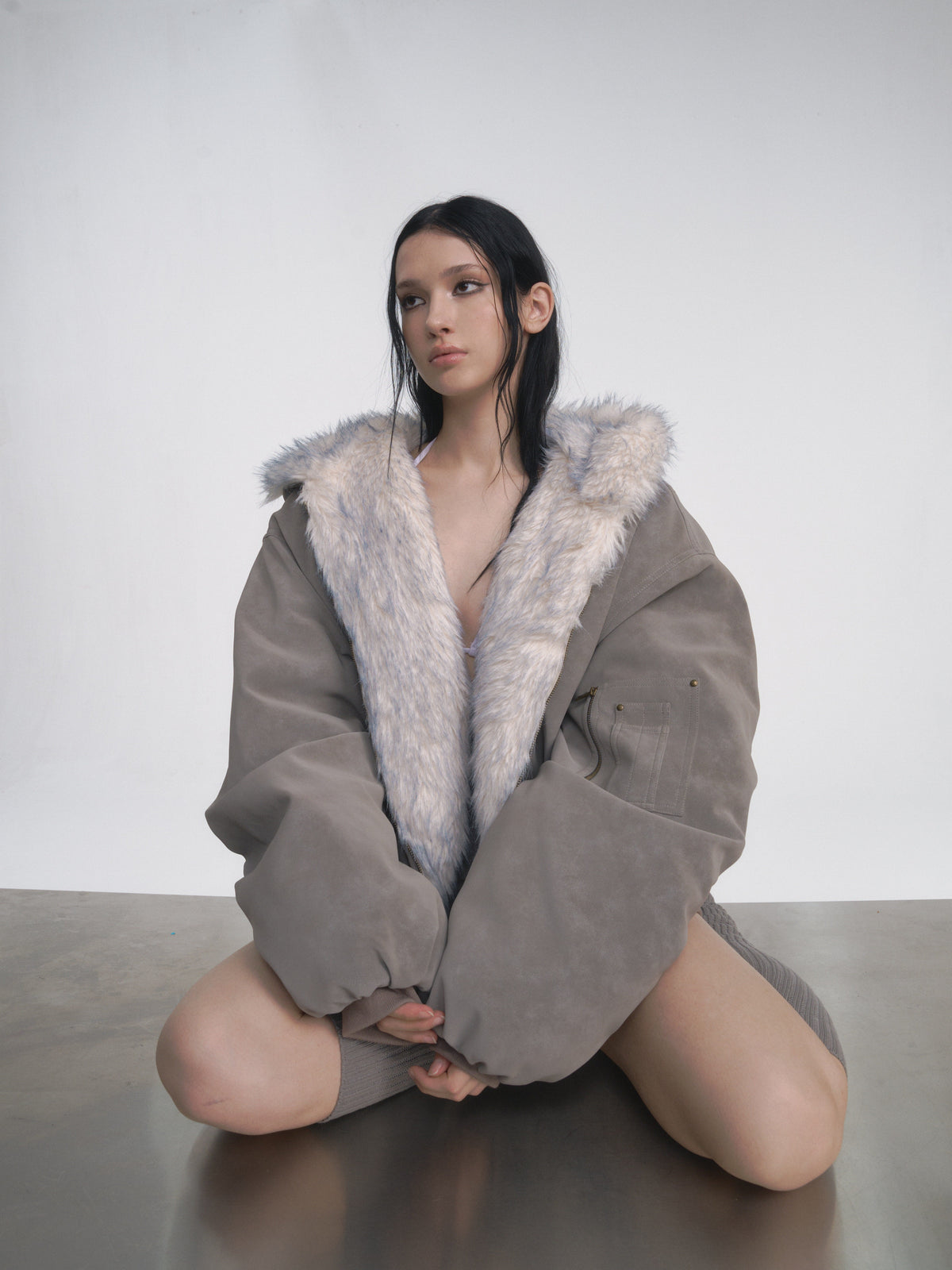 2Way Faux Fur Suede Jacket