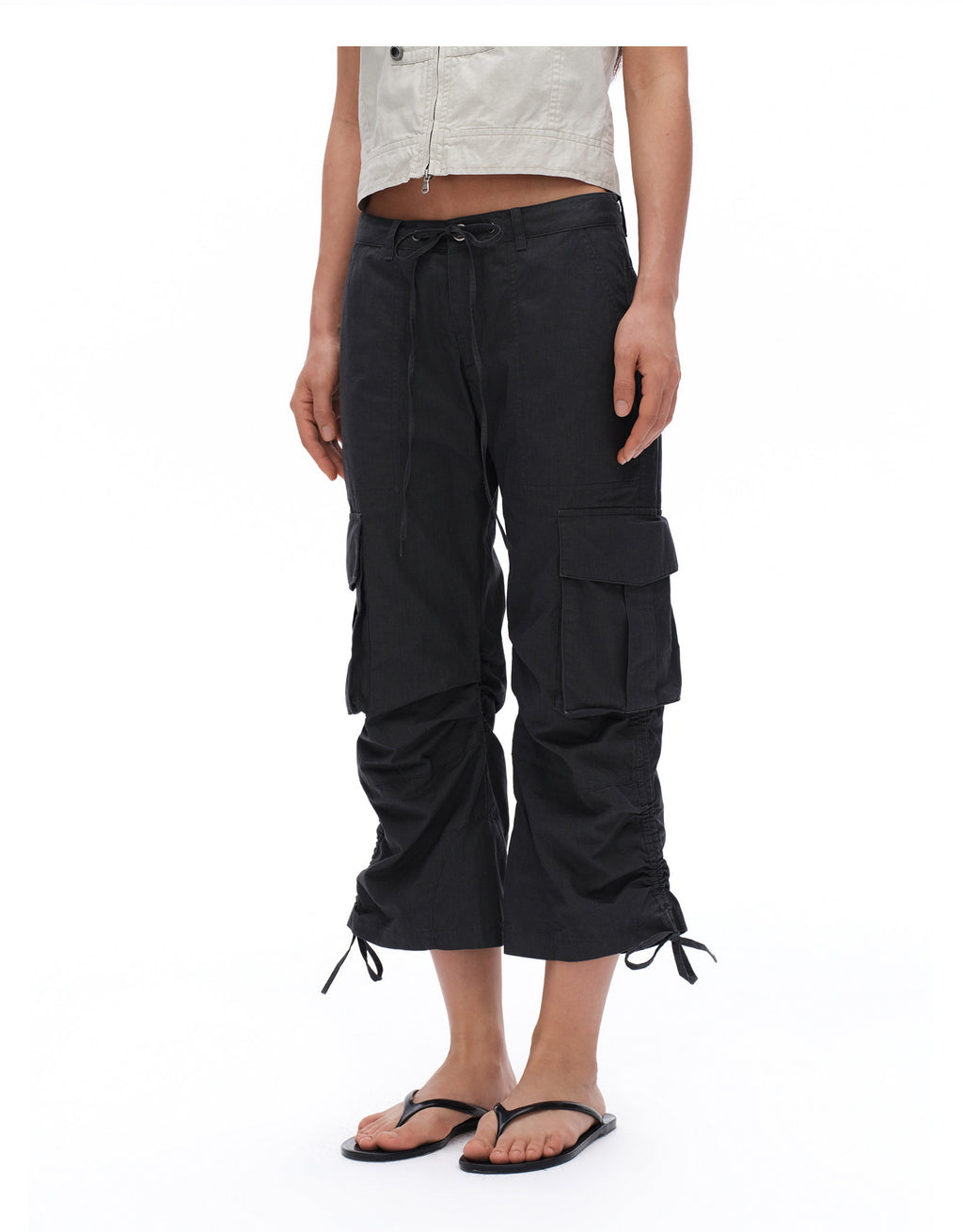 Low-Waist Pleated Pants