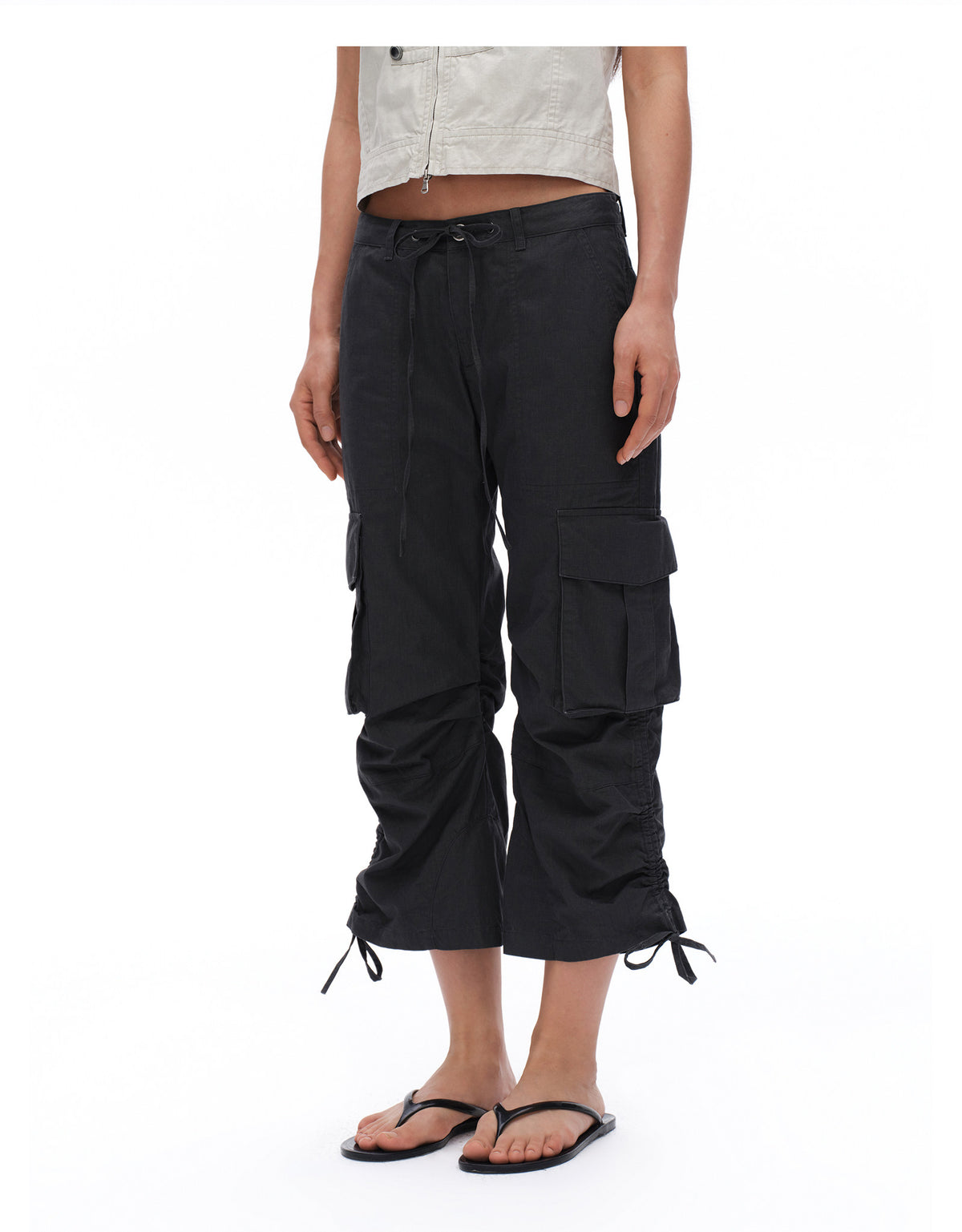 Low-Waist Pleated Pants