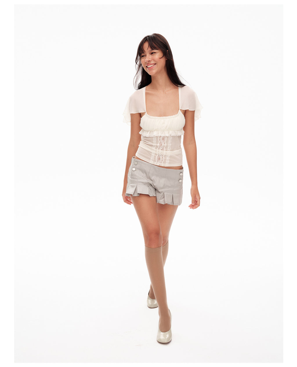 Lace Stitching Chiffon Top