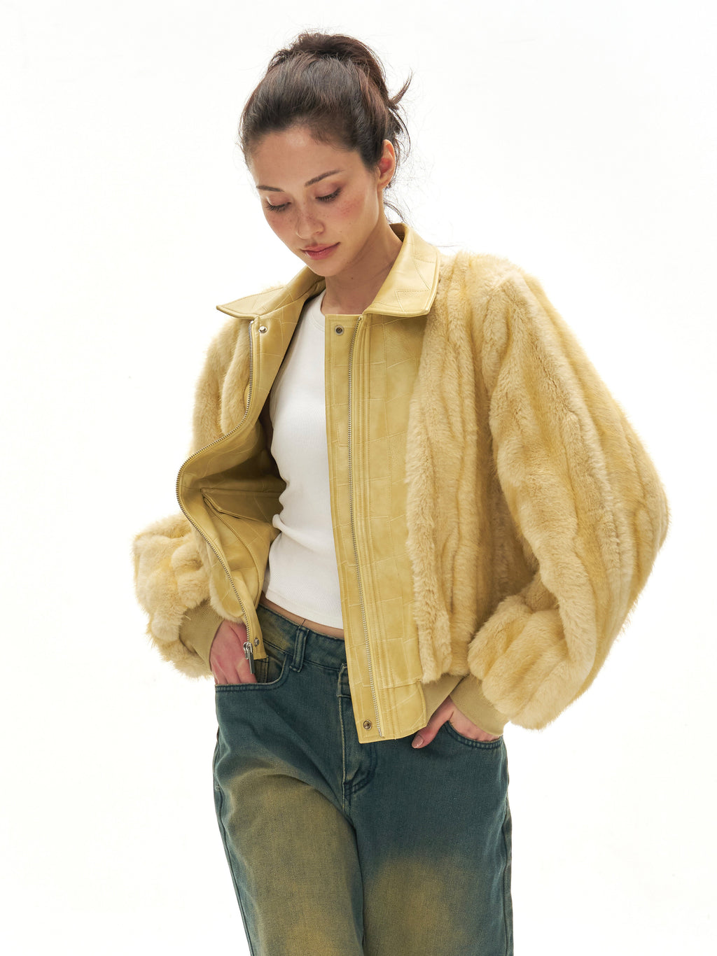 2Way Custard Faux Fur Jacket
