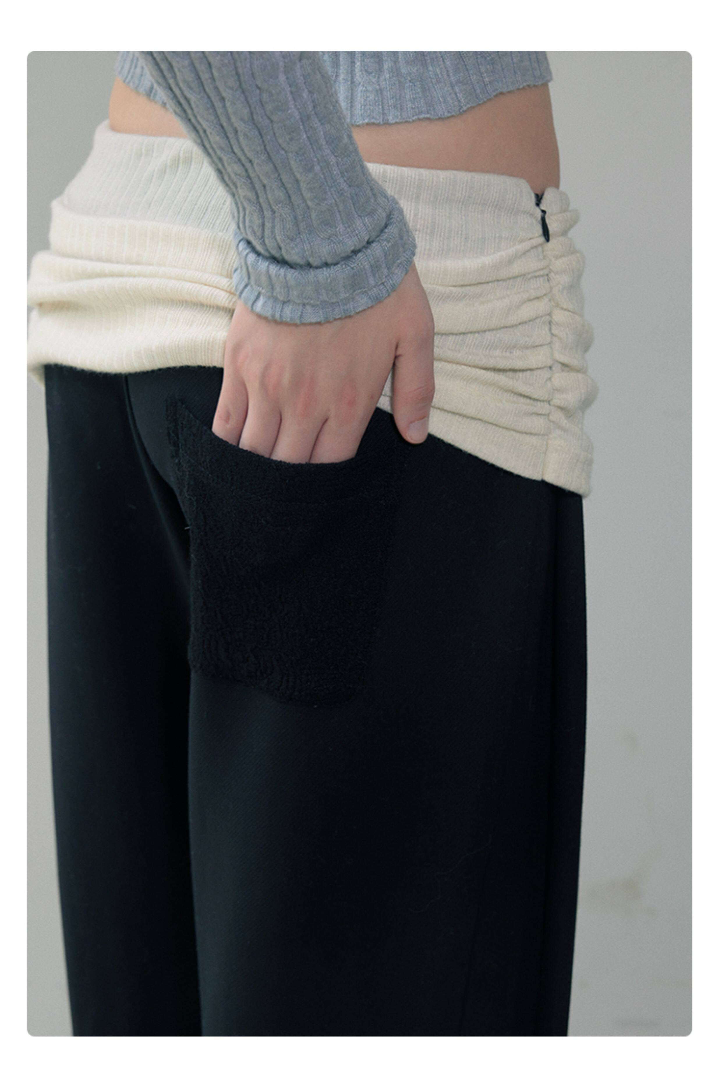 Acetate side seams and skirt layered wide-leg trousers