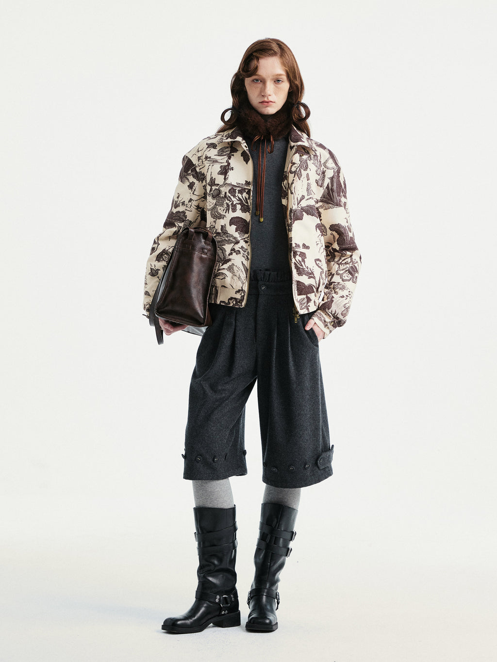Woolen straight pants