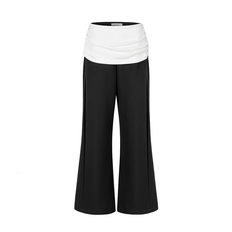 Acetate side seams and skirt layered wide-leg trousers