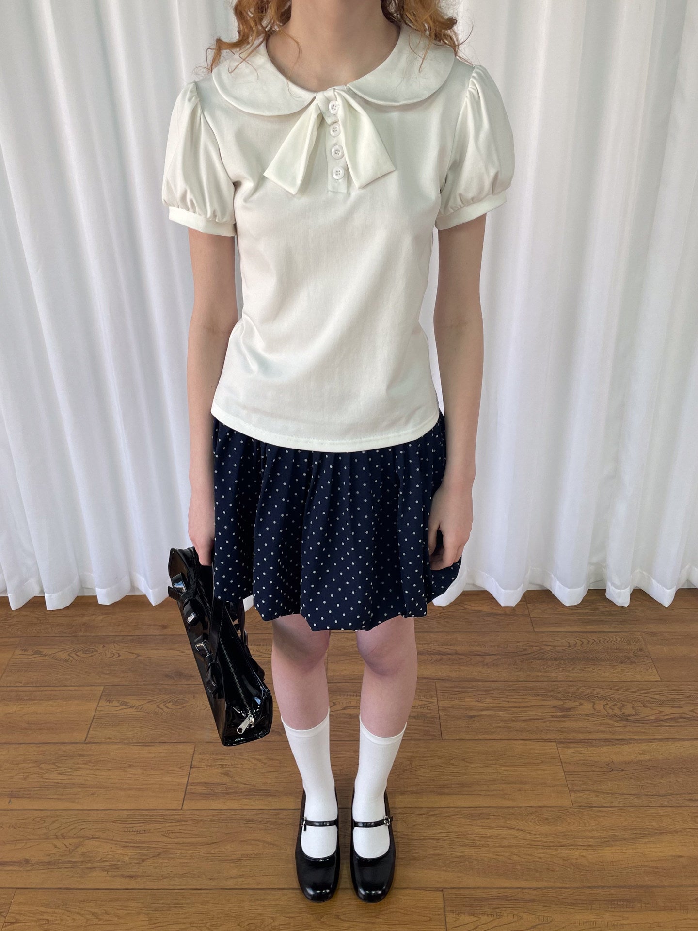 Bow tie knitted shirt