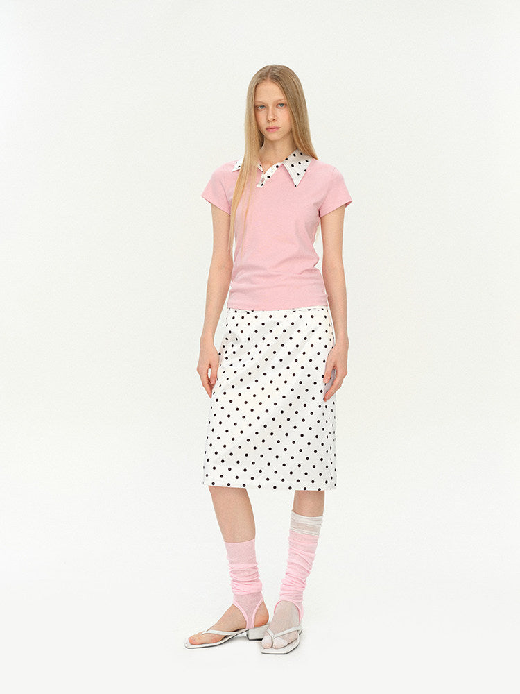 Polka dot pink polo Tshirt (Pre-order)